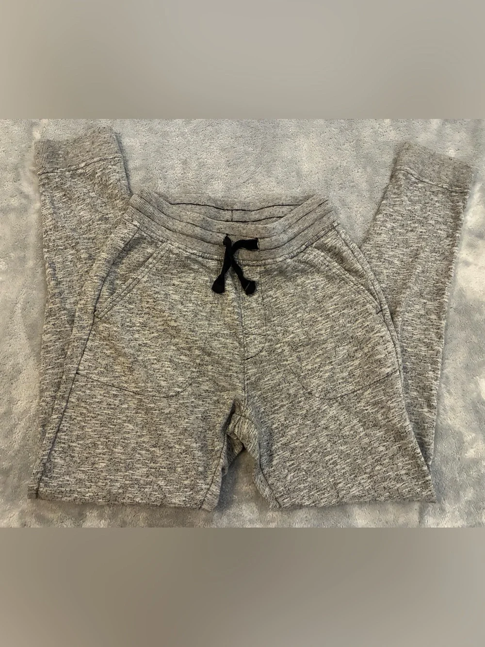 Men’s Faded Glory Gray Fleece Jogger Pants -   Drawstring Waistline Size Small